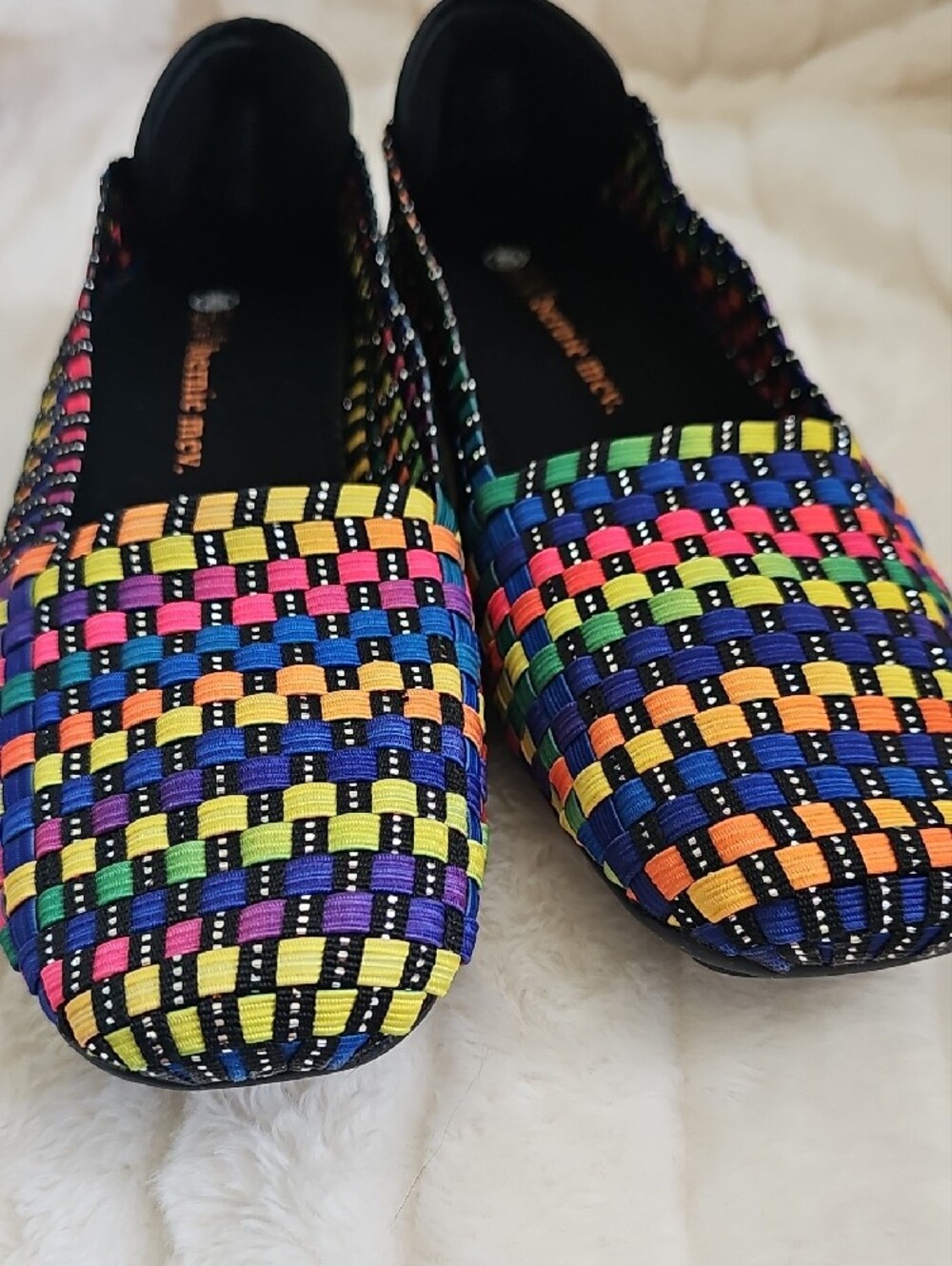 bernie mev. Black Slip-On with Rainbow Braided Trim And Metallic Accents - Picture 4 of 10